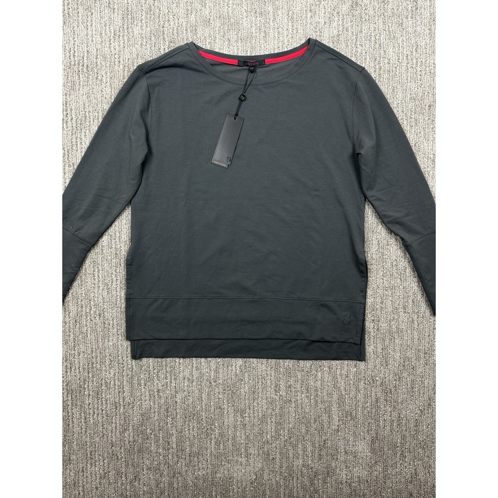 Greyson Shirt Womens Med Gray Anthracite Celeste Top Pima Cotton Long Sleeve NWT